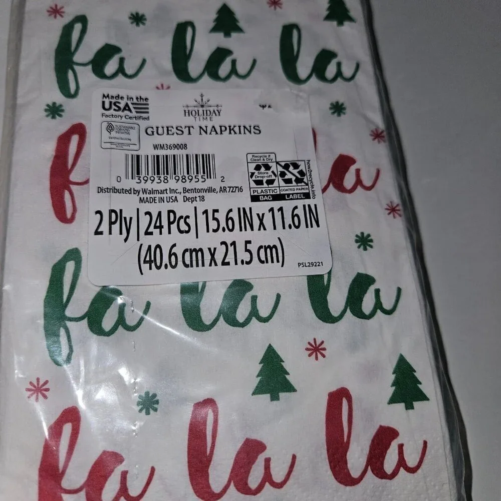 NEW 4 Packages Christmas Napkins Lot FaLaLa Fa La La ~ Sizes (2) Guest (2) Lunch